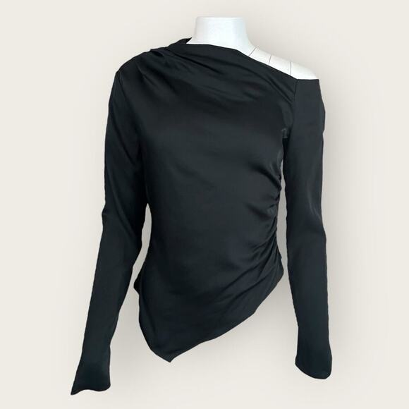 NWT | A.L.C | Jaime One Shoulder Asymmetrical Top | Black | Size 6 - Picture 2 of 16